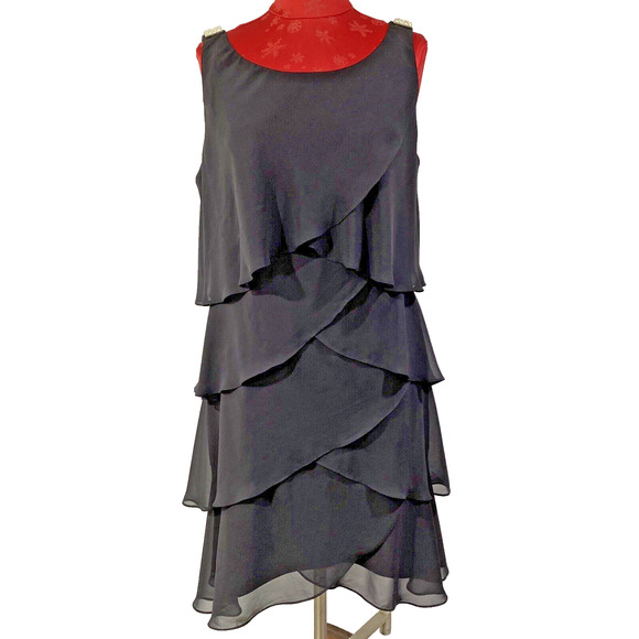 dressbarn Dresses & Skirts - Dressbarn Collection Size 16 Black Cocktail Dress Chiffon Ruffles Sleeveless